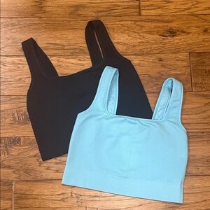 All in Motion Black and Light Blue Crop Tops